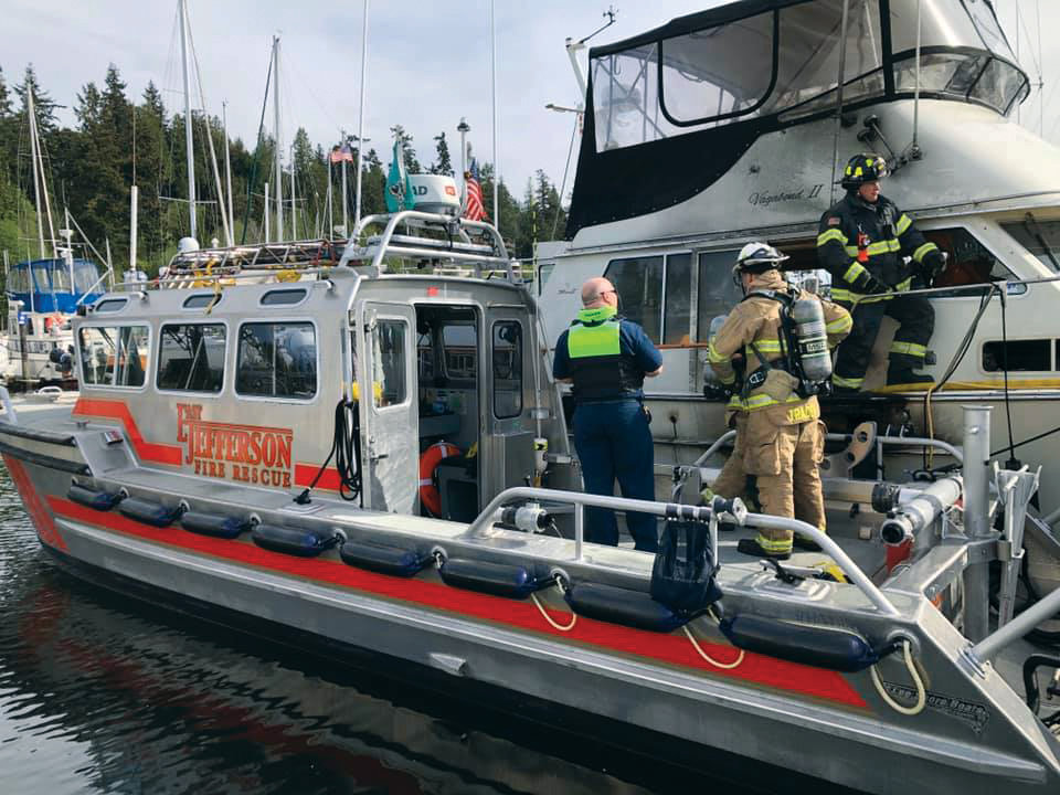 A pleasure craft fire at the Port Ludlow Marina at approximately 8:40 a.m. on April 29 mobilized 20 personnel from four area agencies.